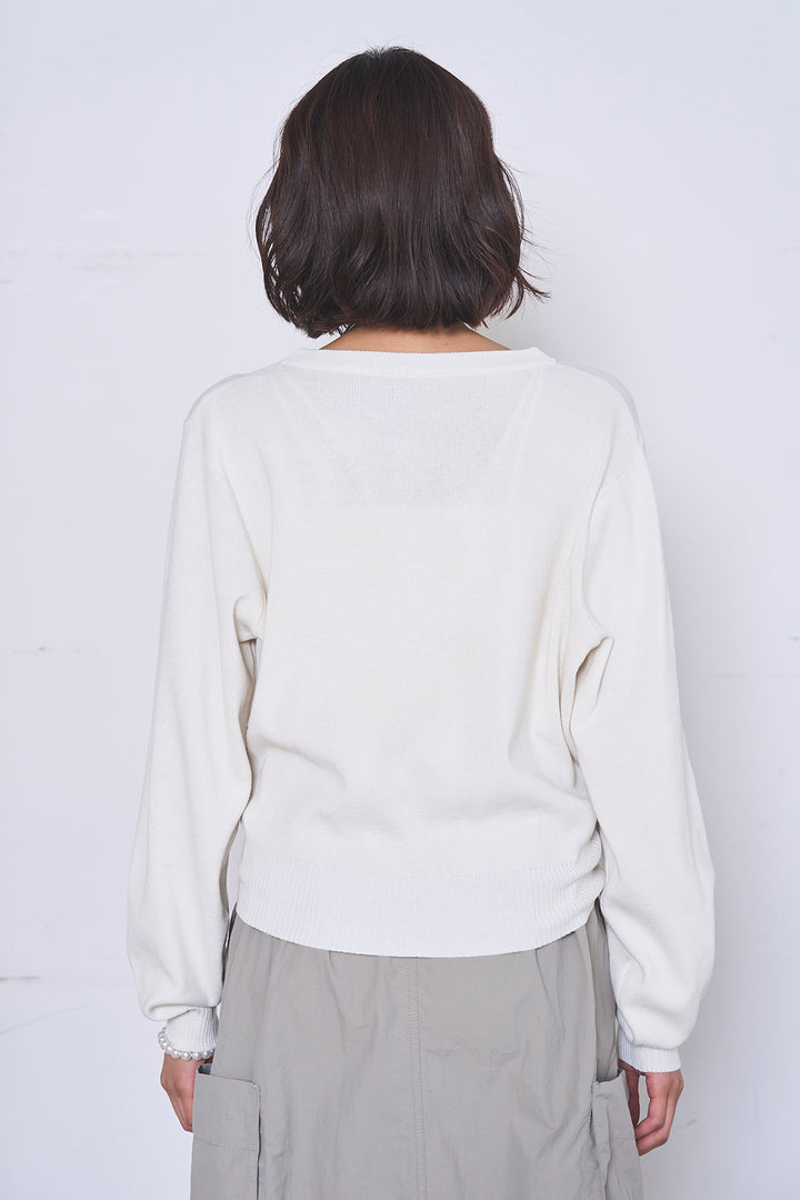 [SET]リサイクルポリニュアンス釦カーデ+ベルトループデザインハイウエストタックパンツ(2set)