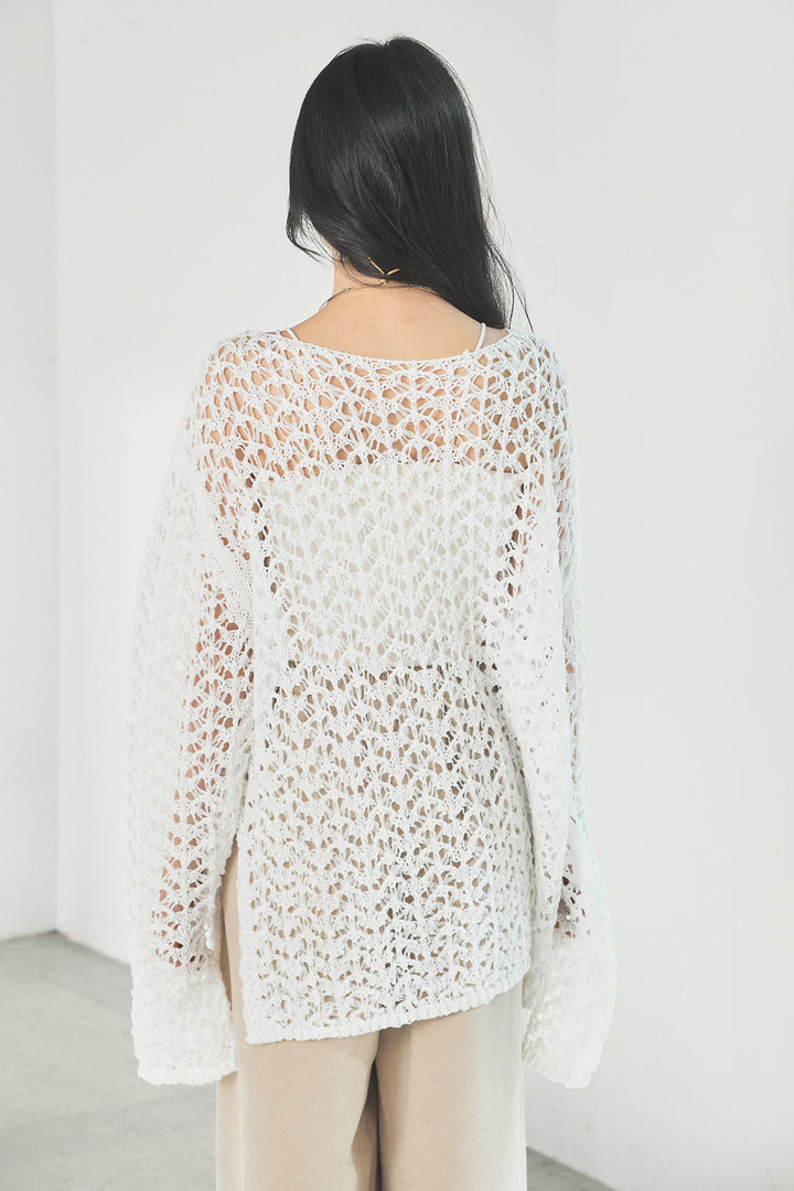 [SET]リラックスメッシュニットトップス+刺繡テープラインパンツ(2set)