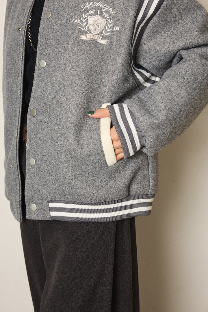 [SET]ワンポイントデザインブルゾン+デニムロングフレアスカート(2set)