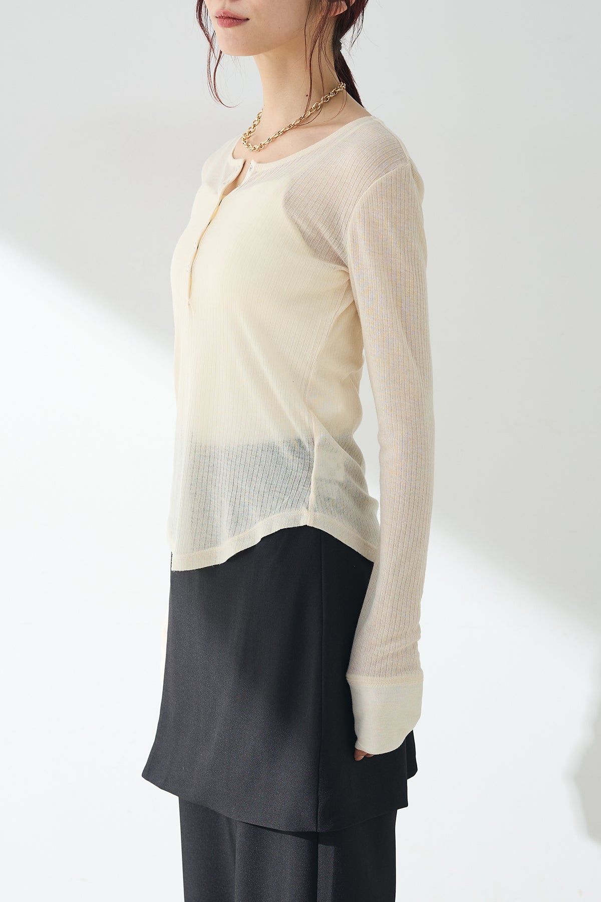 シアーテレコヘンリーネックプルオーバー 2枚セット 追加2》シアーテレコヘンリーネックプルオーバー（Tシャツ／カットソー