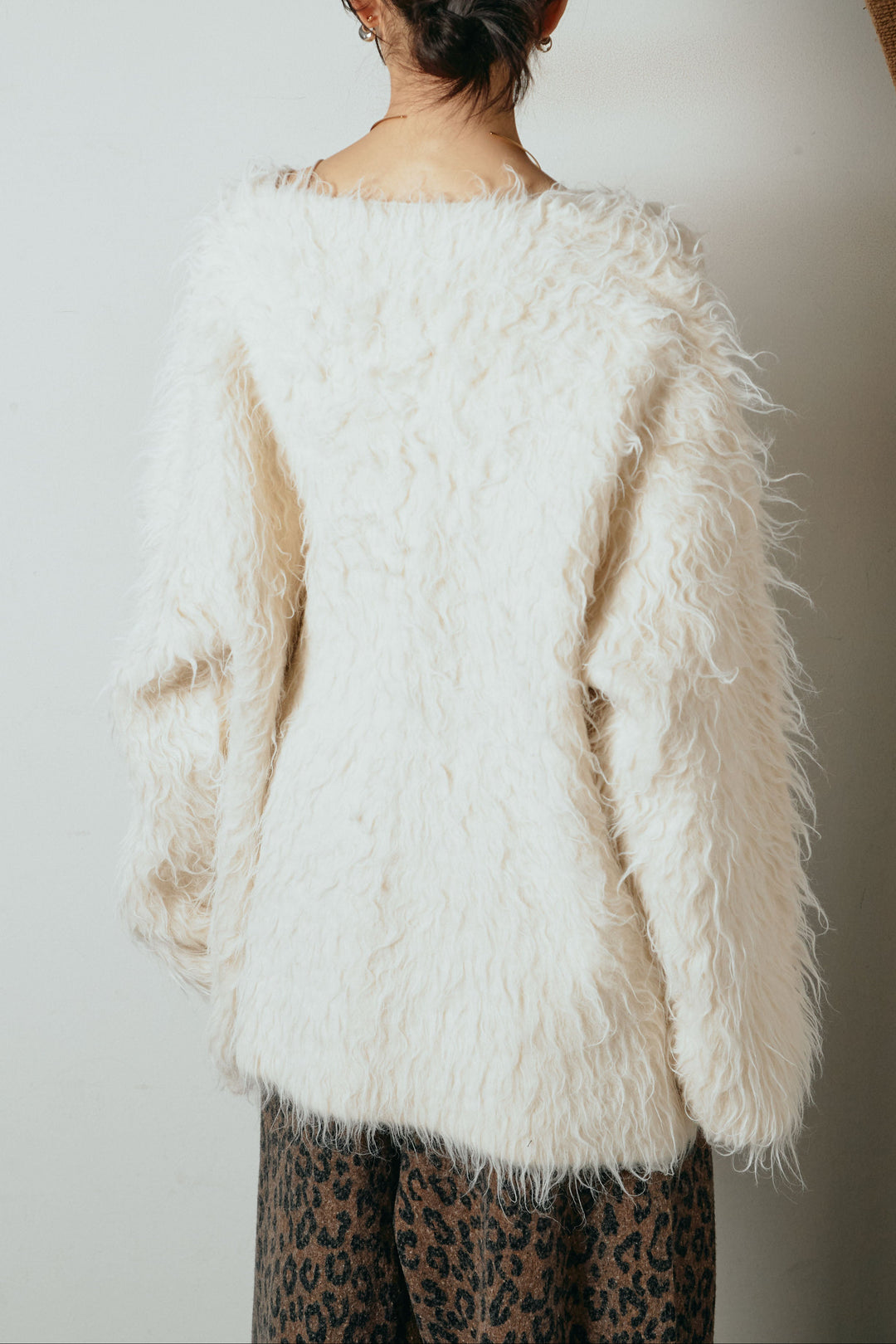 [SET]深Vネックシャギーニットトップス+フラワー刺繍ワイドスカート(2set)