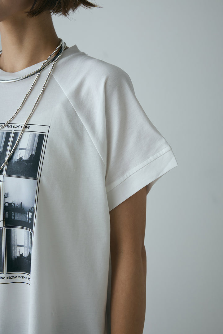 [SET]フォトプリントラグランTシャツ+ランダムタック入りワイドパンツ(2set)
