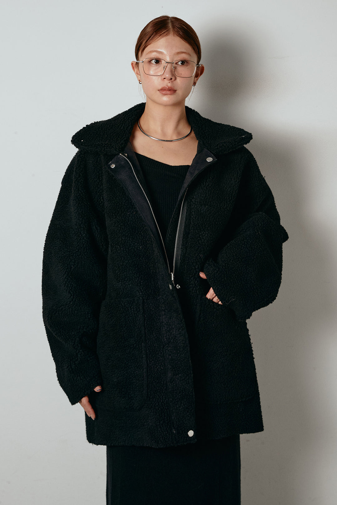 [SET]リバーシブルエコムートンコート+リブナローニットスカート(2set)