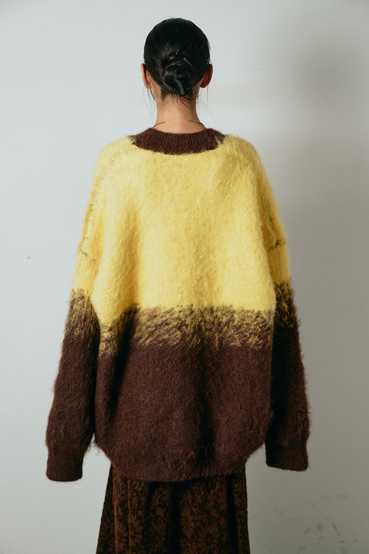 [SET]起毛グラデーションニットカーディガン+レース切り替えキャミソール(2set)