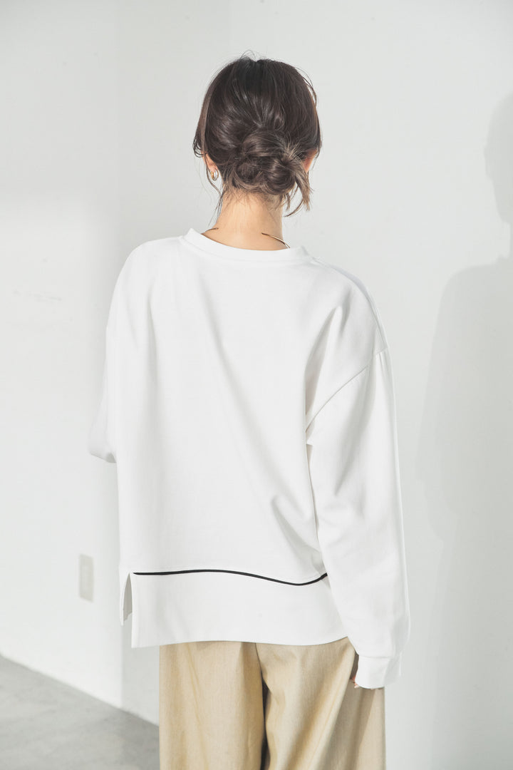 裾アシンメトリーポケットデザインプルオーバー/ホワイト