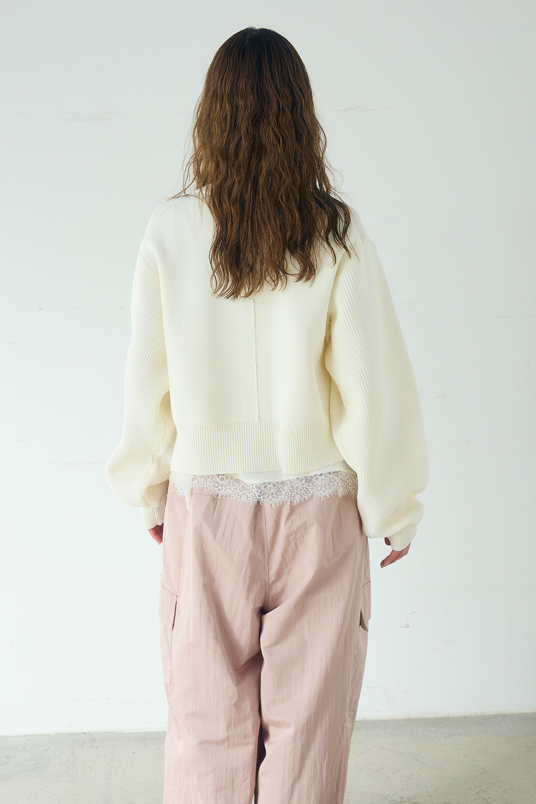 [SET]スポンディッシュBIGボタンクルーネックカーディガン+ランダムストライプタックギャザーパンツ(2set)