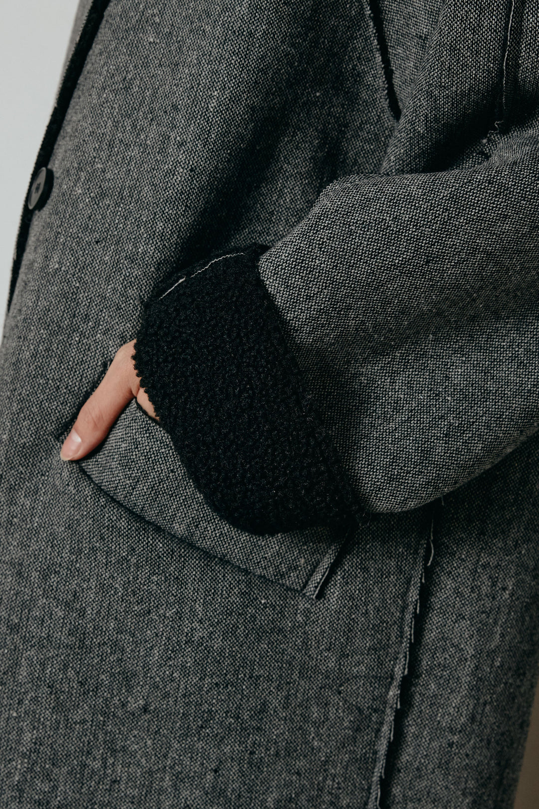 裏地ボアハイネックロングアウター