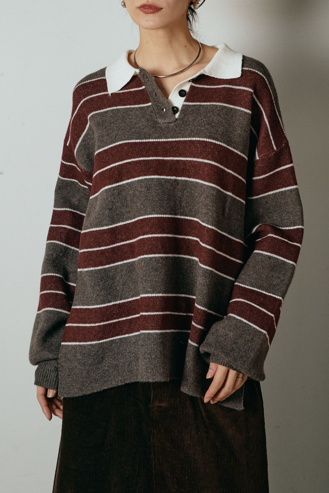 【即納】ラガーニットボーダーポロプルオーバー