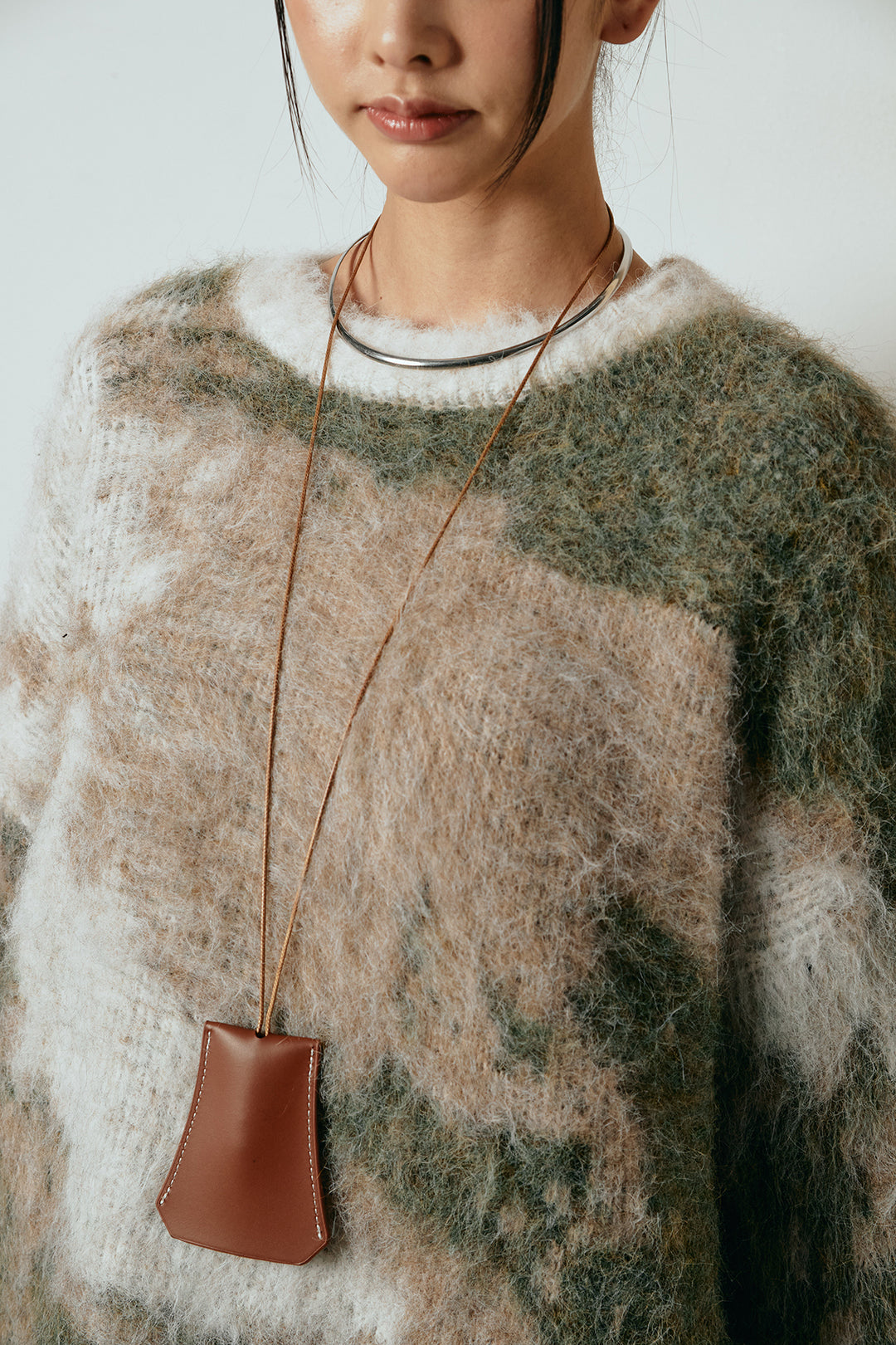 [SET]起毛裾デザインニュアンス柄ニットトップス+エコスウェードワイドスカート(2set)