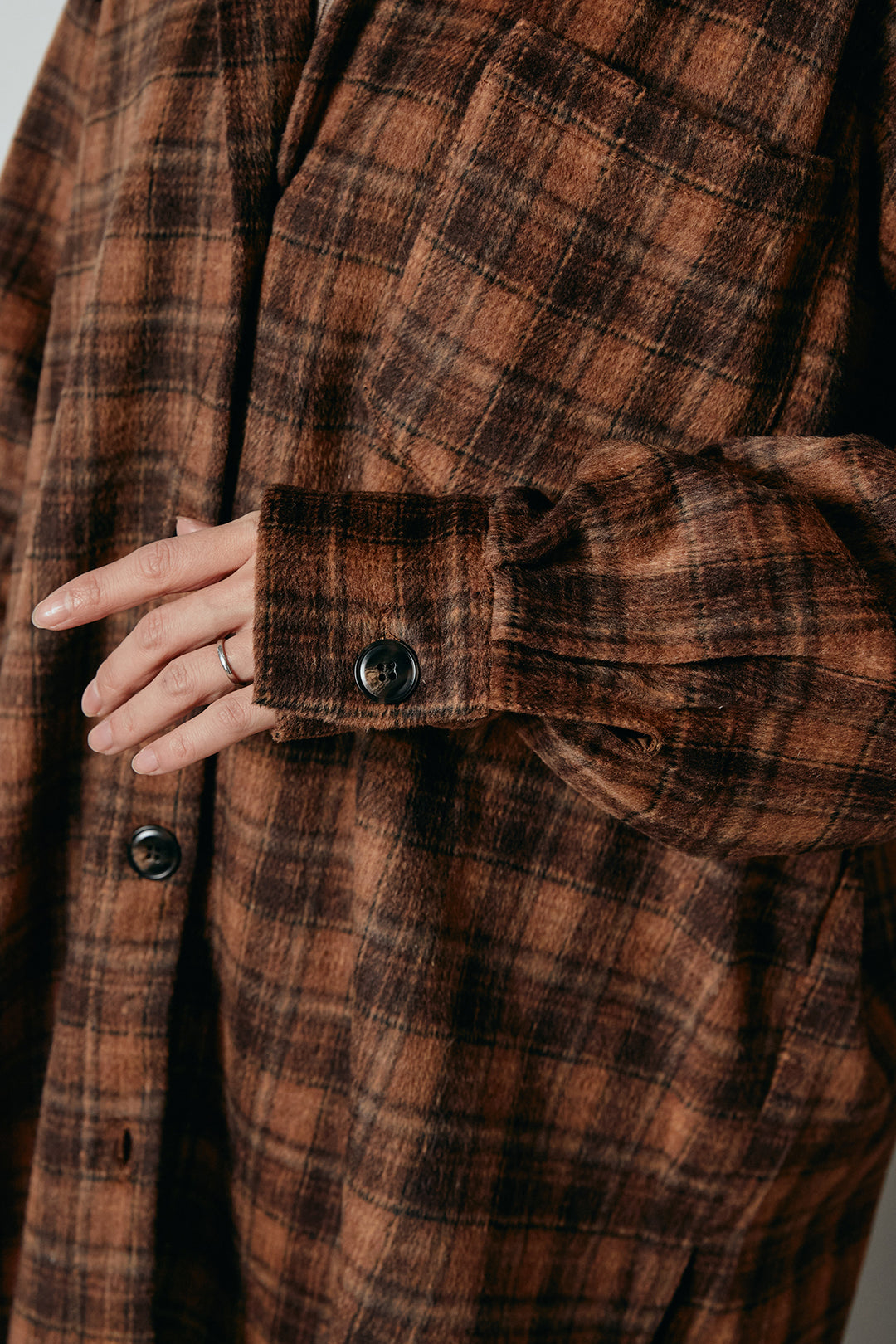 [SET]シャギーチェックシャツジャケット+ワイドリブニットイージーパンツ(2set)