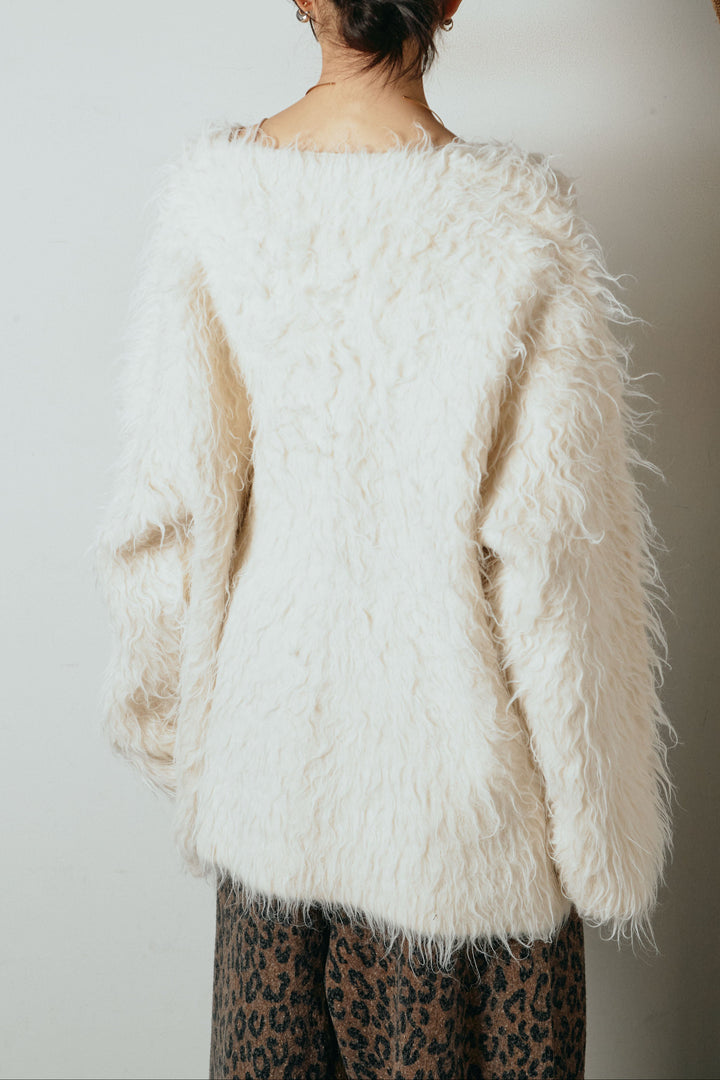 [SET]深Vネックシャギーニットトップス+リラックスサイドラインベロアワイドパンツ(2set)