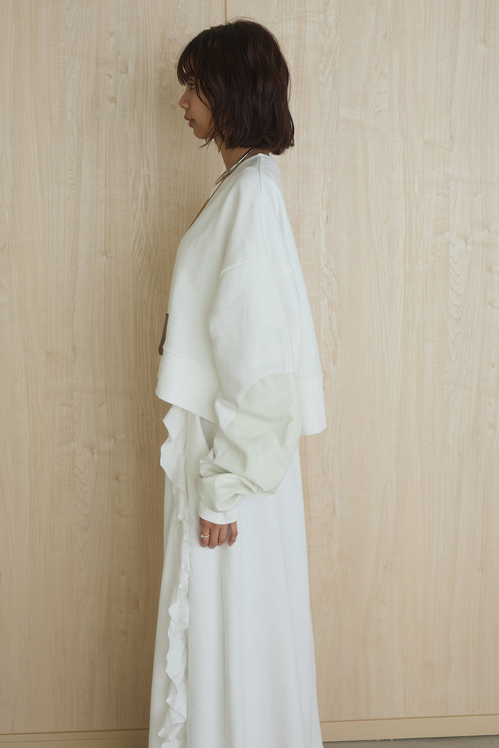 [SET]アームパッチスウェットプルオーバー+ビッグフリルスウェットロングスカート(2set)