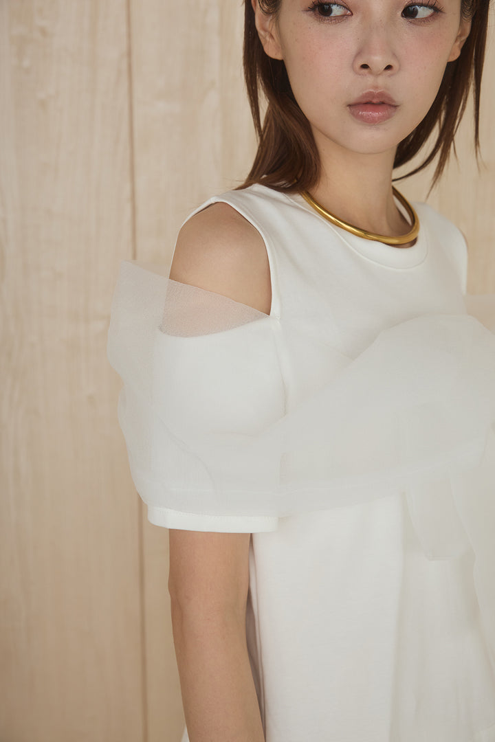 [SET]シアーレイヤーデザインカットソー+ベルトループワイドパンツ(2set)