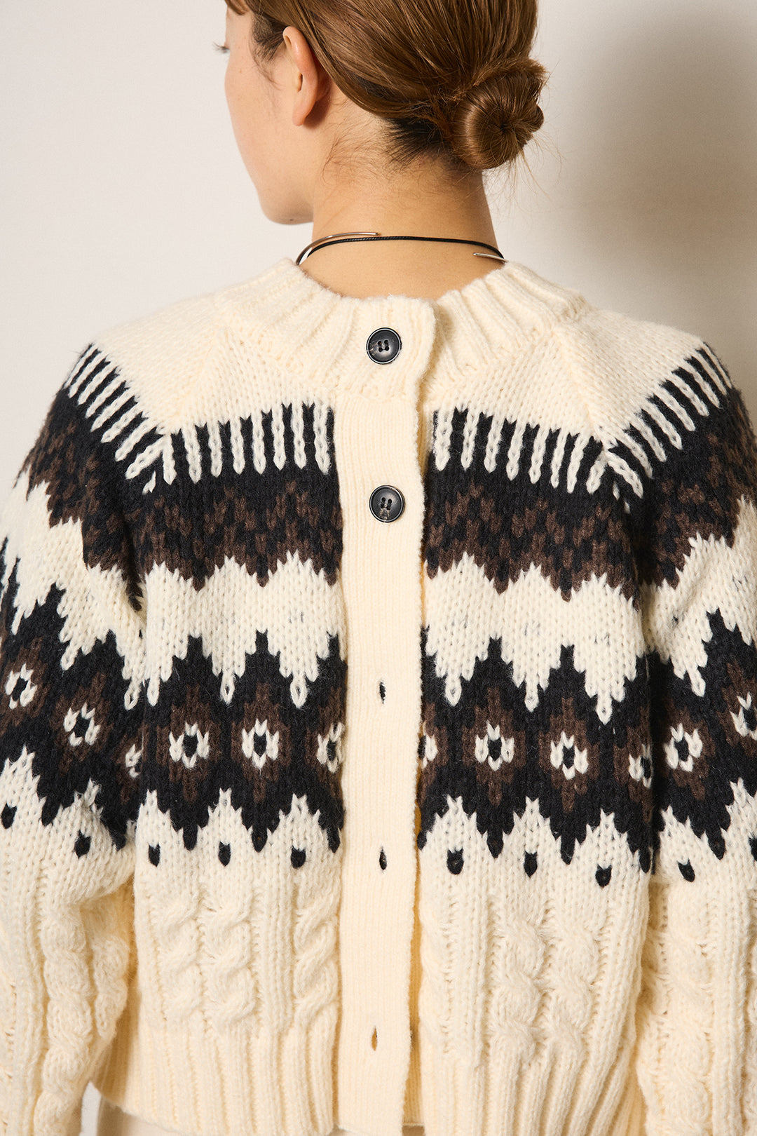 [SET]2WAY求心柄ジャガードショートカーディガン+ベルトループコーデュロイワイドパンツ+2WAY袖コード刺繍クルーネックプルオーバー(3set)