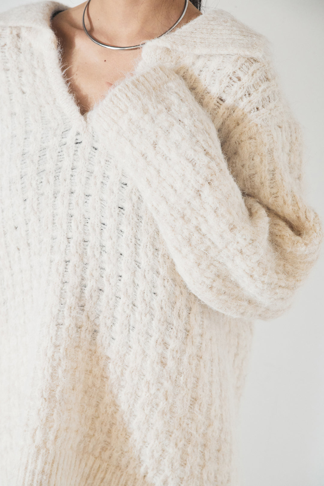 [SET]襟付きVネックニットトップス+センターラインニットパンツ(2set)