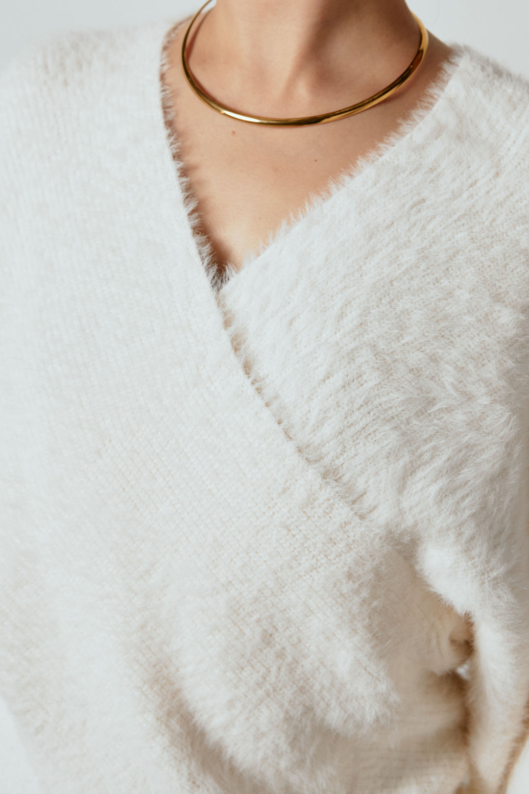 [SET]シャギーカシュクールニットトップス+ルーズタータンチェックワイドパンツ(2set)