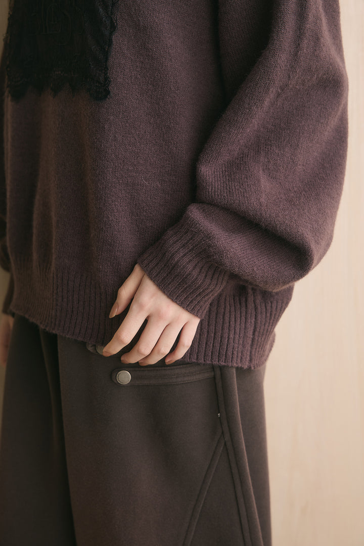 アルパカタッチ刺繍ロゴプルオーバー