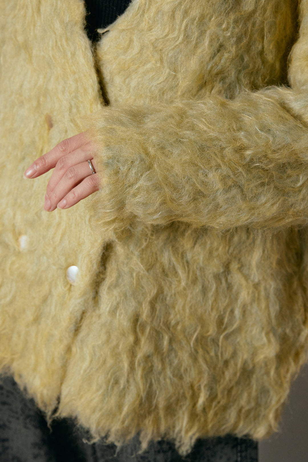 [SET]ウェーブシャギーニットジャケット+グレンチェック柄フロントジップタイトスカート(2set)