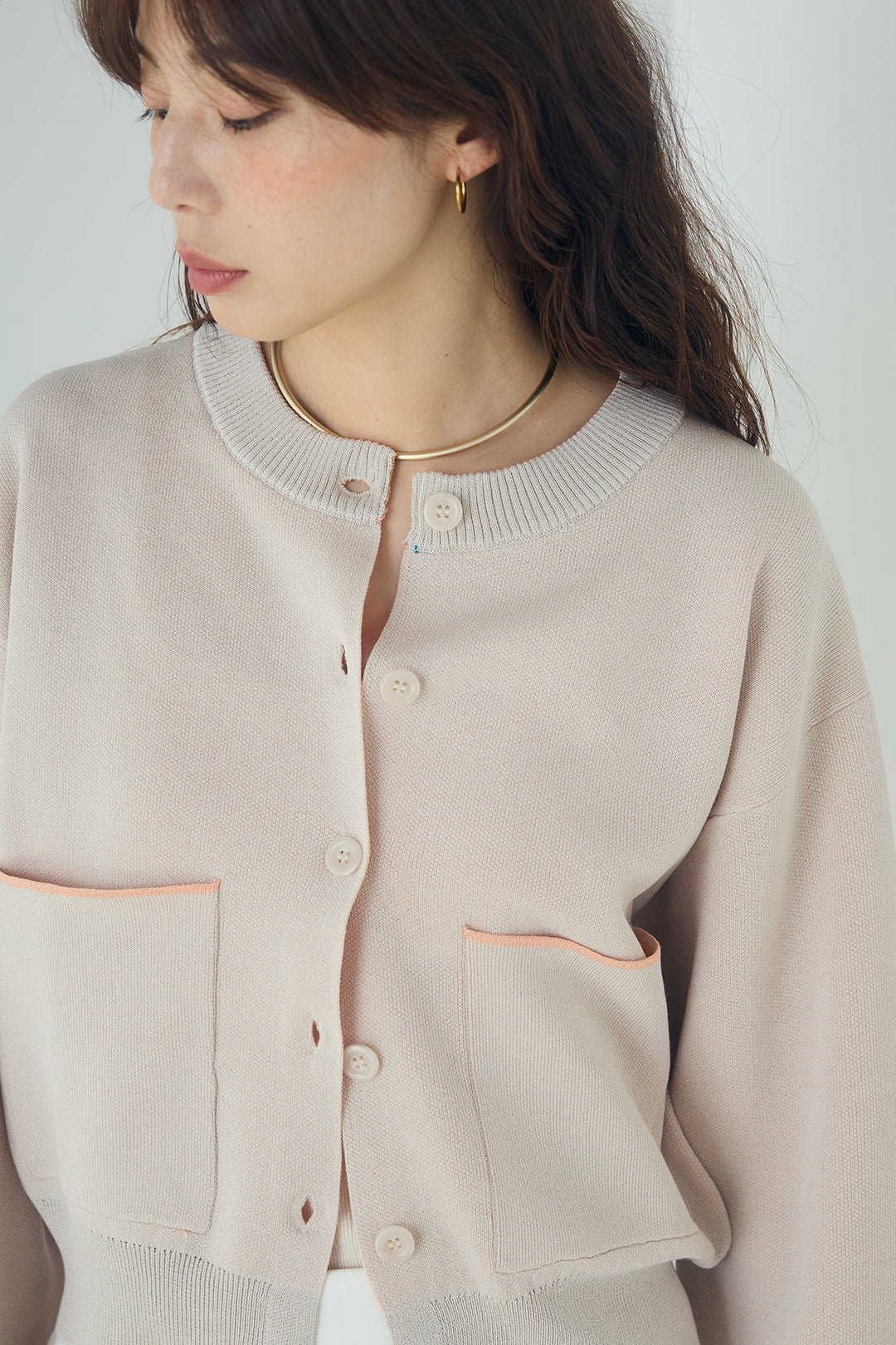 [SET]レーヨンポリダブルフェイスカーディガン+レース刺繍切替ワイドパンツ(2set)