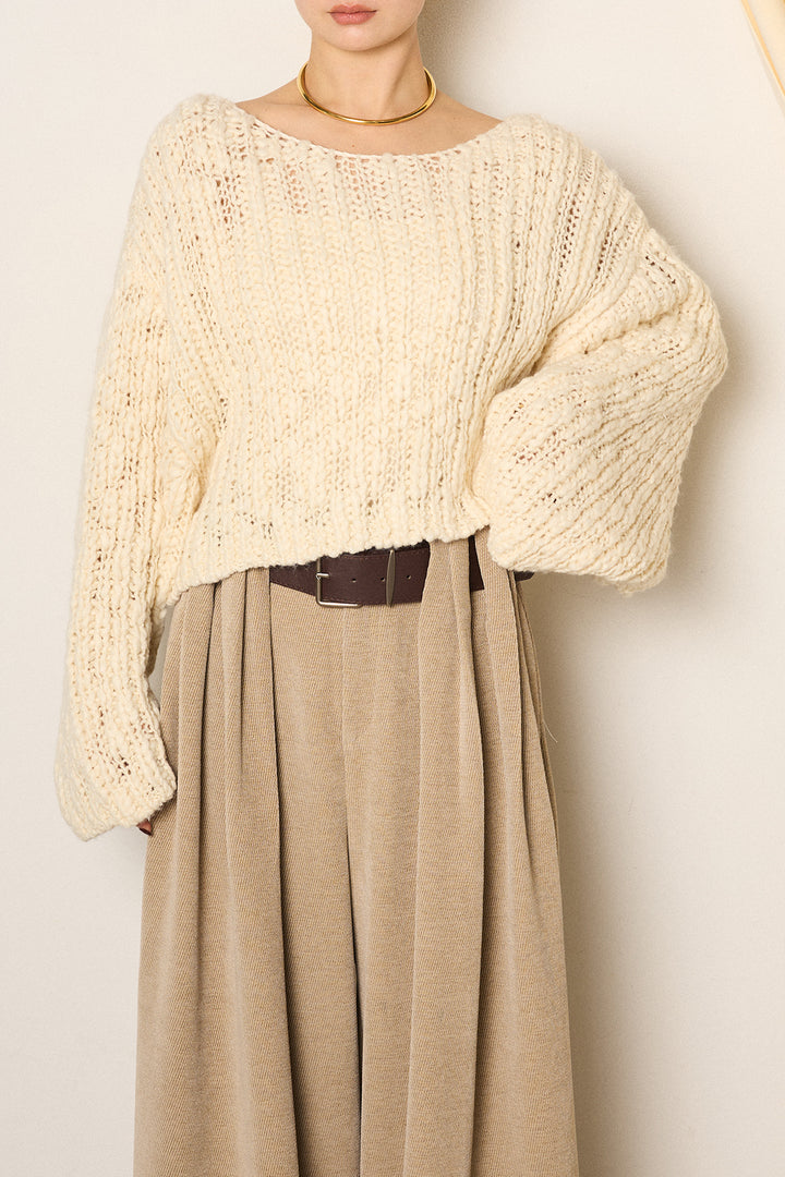 [SET]チャンキースラブニットクロップドプルオーバー+クラシックヘリンボーンサロペット(2set)