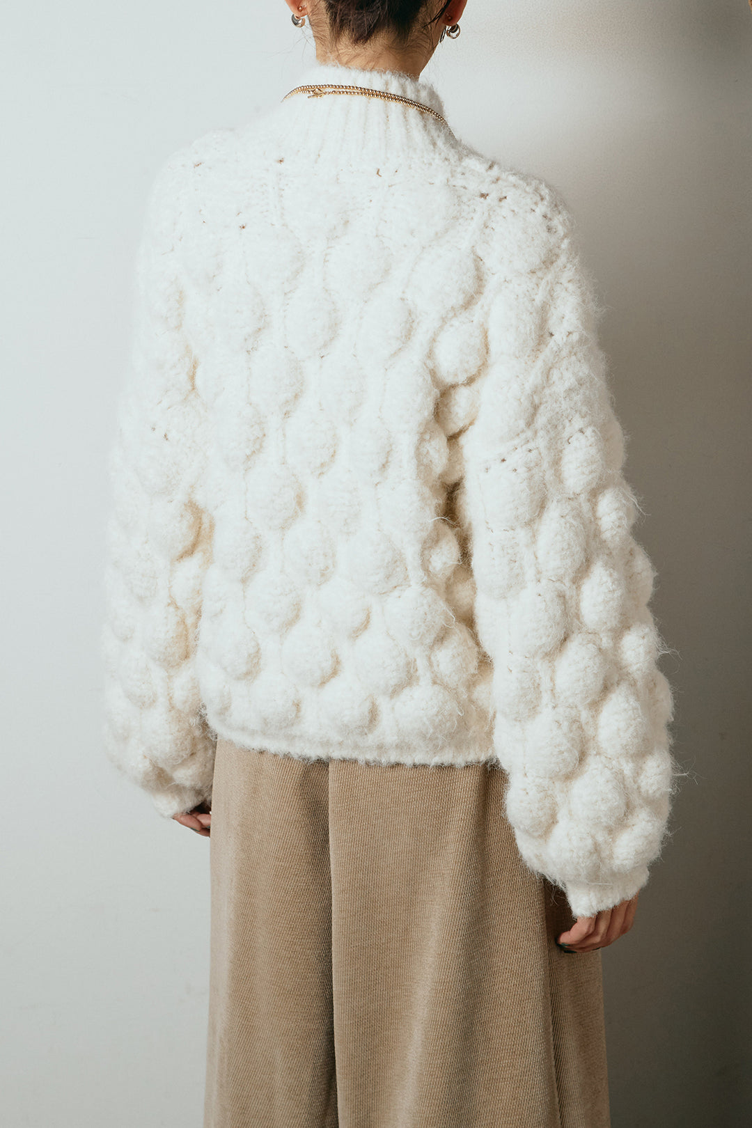 [SET]ボリュームポップコーンニットトップス+編みベルト付きワイドパンツ(2set)