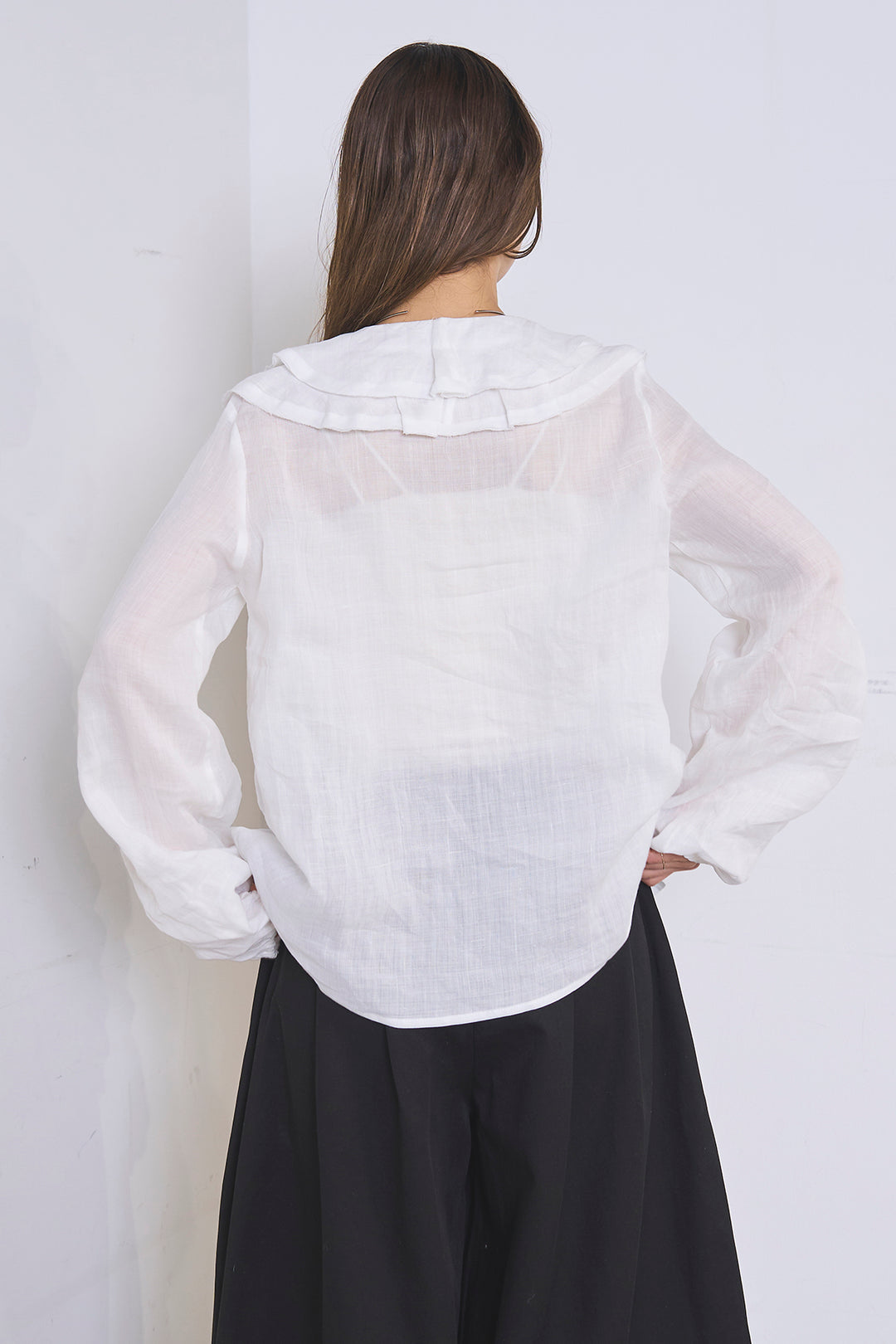 [SET]フリルボタンブラウス+ドライタフタタックバレルパンツ(2set)