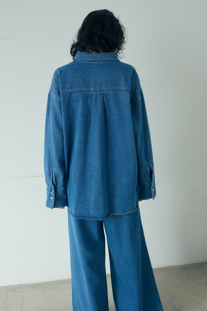 [SET]ライトオンスデニムシャツ+ライトオンスデニムルーズパンツ(2set)