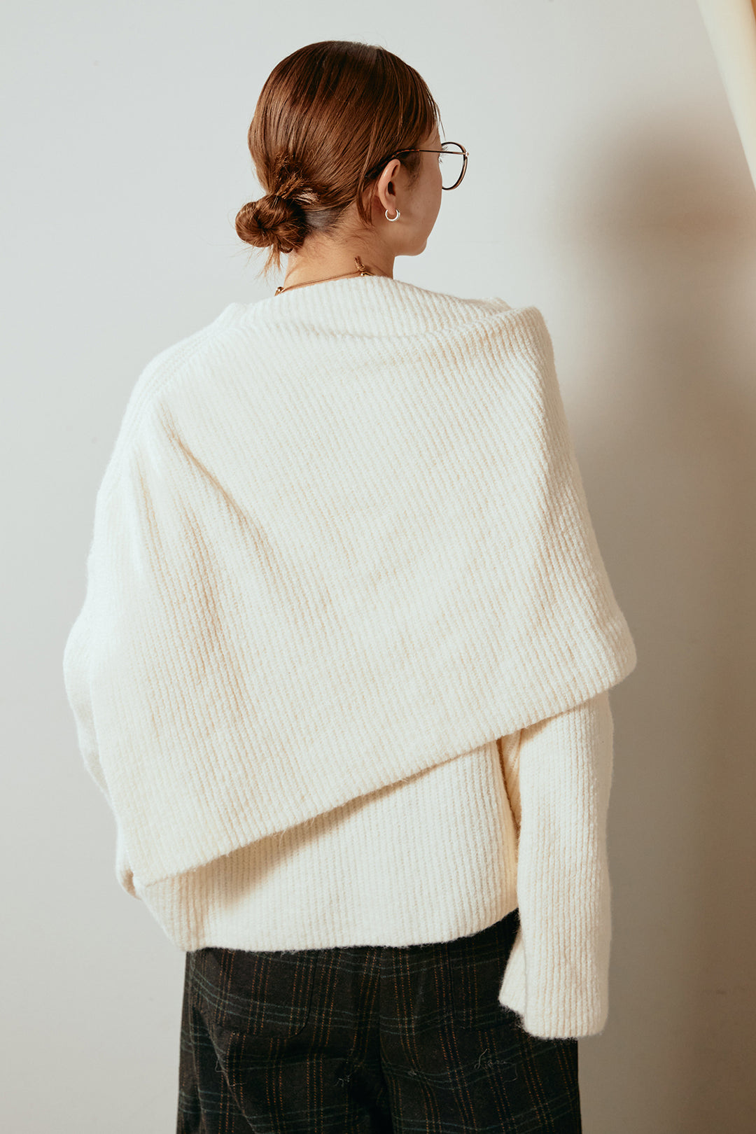 ケープデザインリブニットトップス