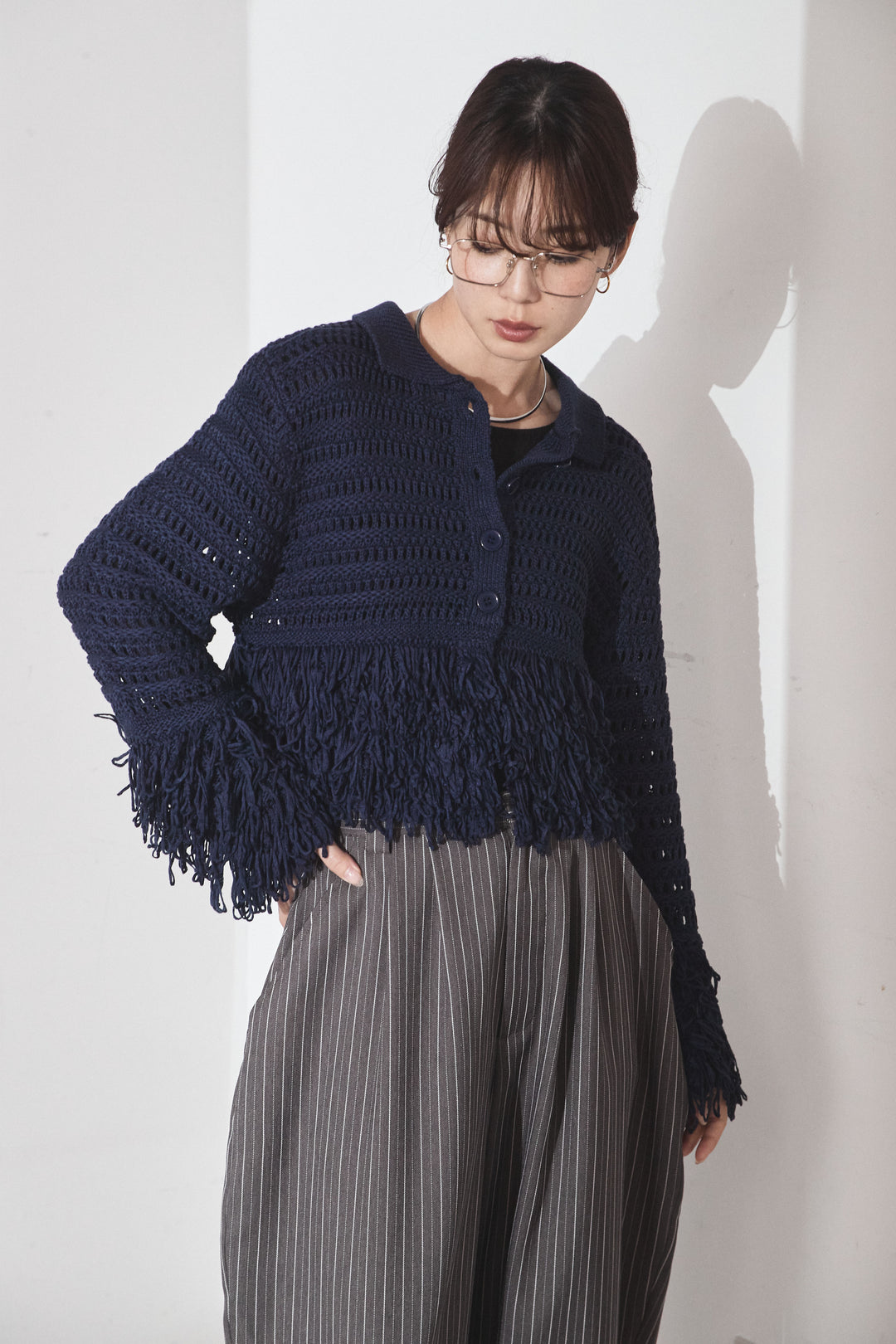 メッシュフリンジカーディガン