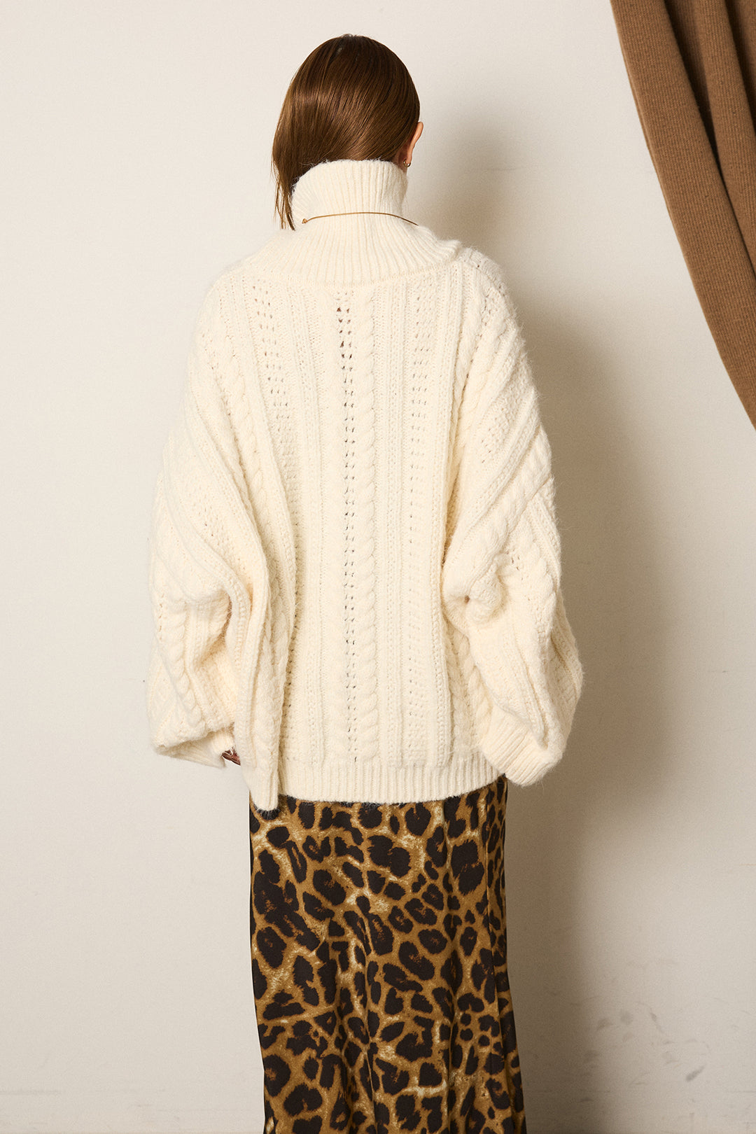 【即納】ハイネックオーバーシルエットニットトップス