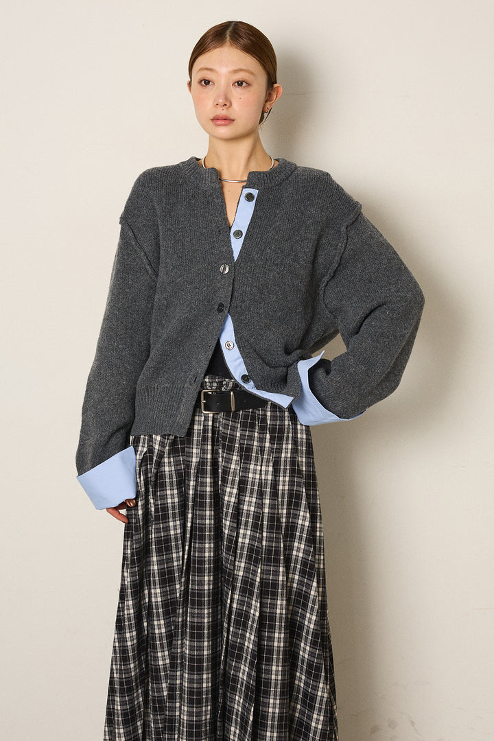 【即納】シャツドッキングニットカーディガン