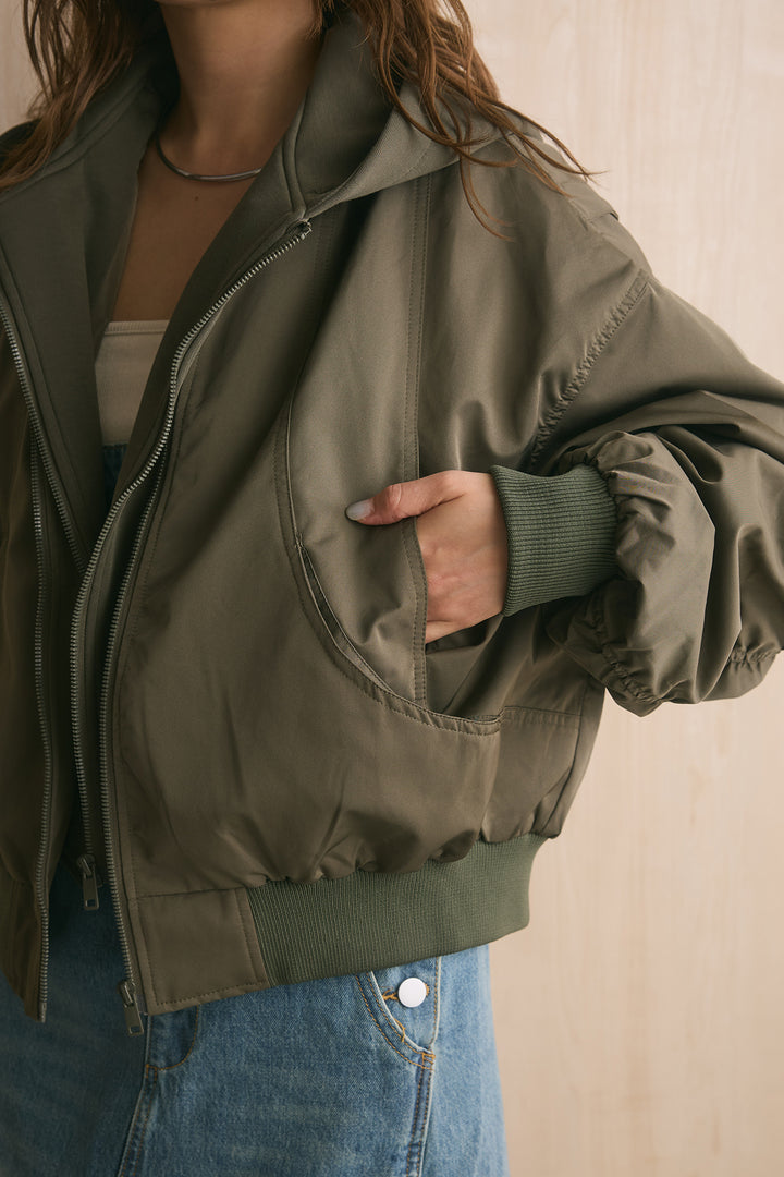 [SET]フード付きMA1+裏毛リラックスワークタイトスカート(2set)