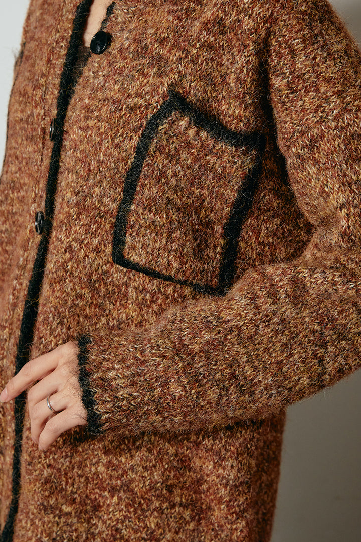 [SET]ミックスニットポケットカーディガン+フロントタック入りコーデュロイパンツ(2set)