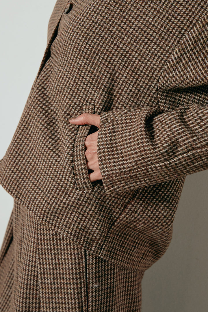 [SET]ノーカラーガンクラブチェックジャケット+ガンクラブチェックタックパンツ(2set)