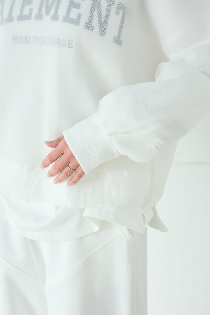 [SET]クリアダンボールプルオーバー+斜めボタンタック入りスラックス+フロントロゴビッグプルオーバー(3set)