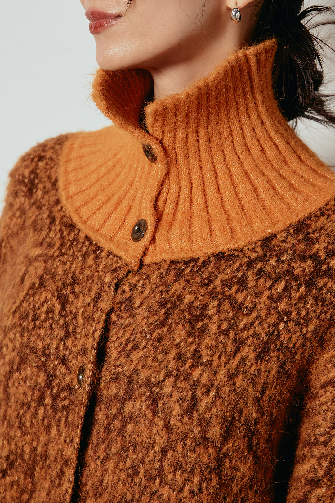 [SET]ハイネックミックスニットトップス+サイド切り替えリブニットロングスカート(2set)