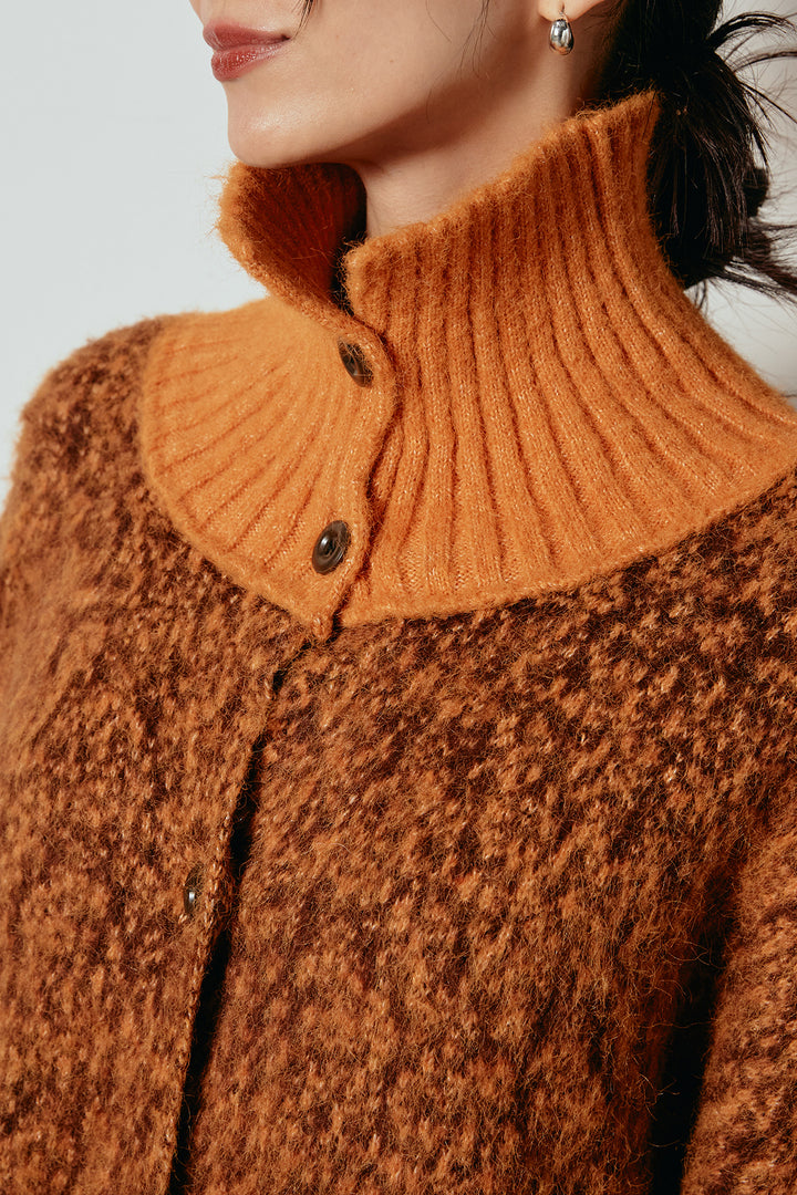 [SET]ハイネックミックスニットトップス+サイド切り替えリブニットロングスカート(2set)