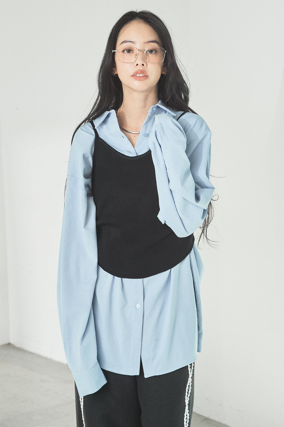 ニットキャミ付きシャツ