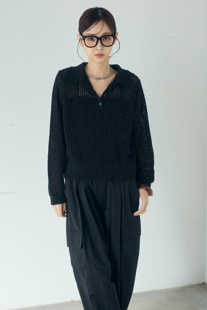 [SET]ミックスメッシュポロニット+撥水ジョガーパンツ(2set)