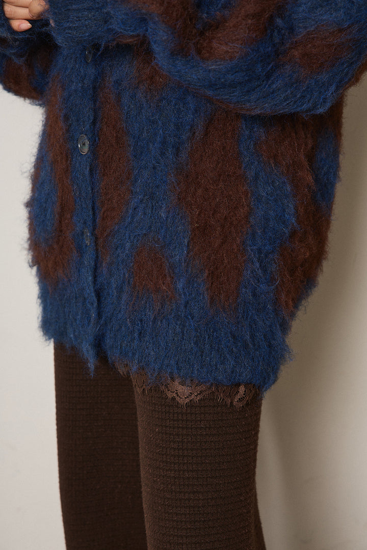 [SET]レオパードシャギータッチカーディガン+レースサテンキャミソール(2set)