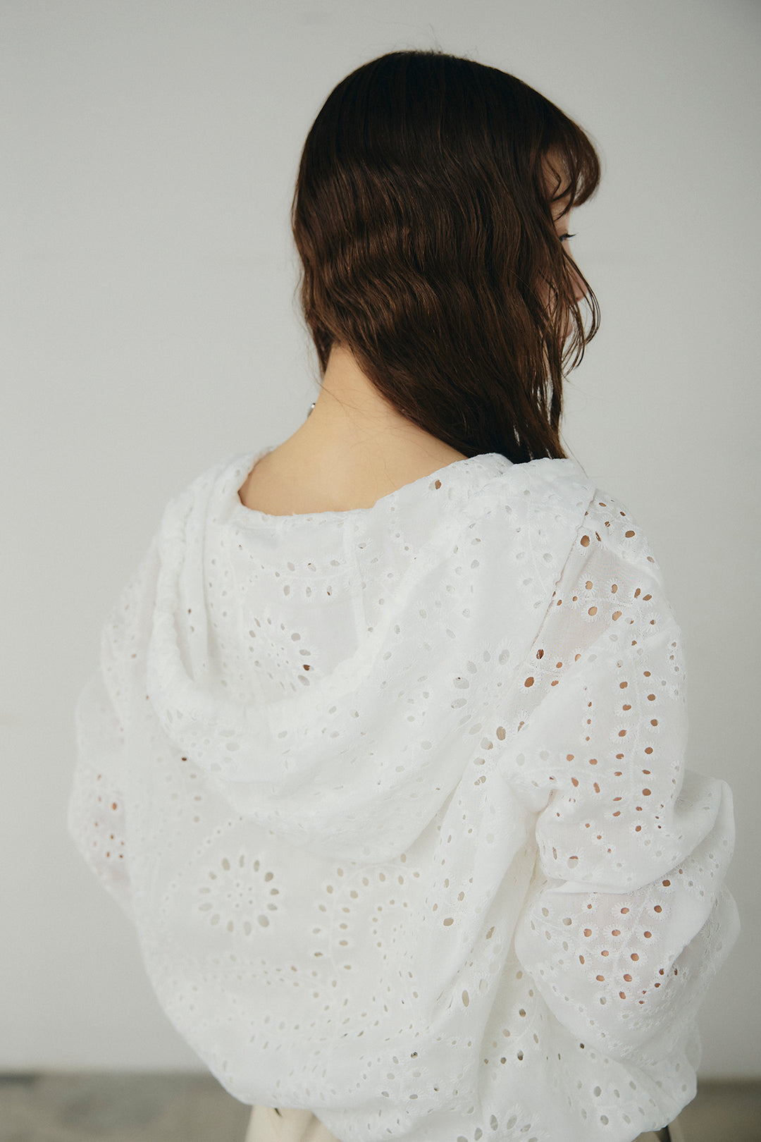 [SET]レースハーフジップアップフーディー+フェイクレザーカーブワイドパンツ(2set)