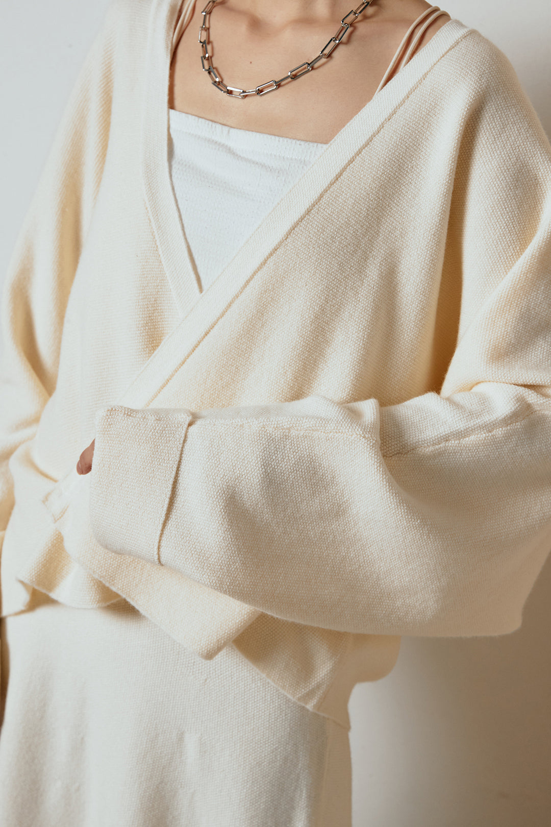 [SET]カシュクールニットカーディガン+ニットロングスカート(2set)