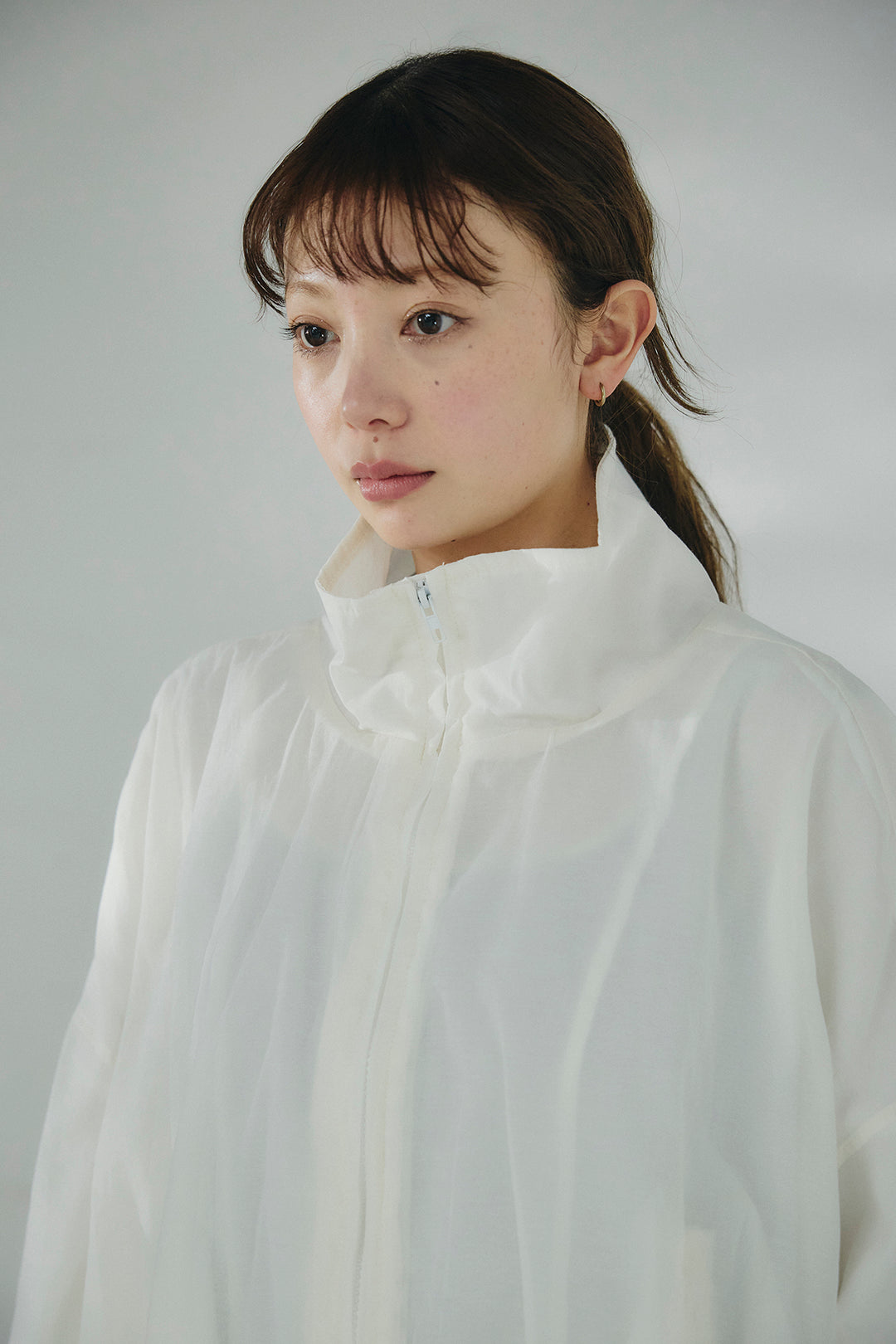 [SET]スタンドネックシアーブルゾン+ナイロンデザインフレアスカート(2set)