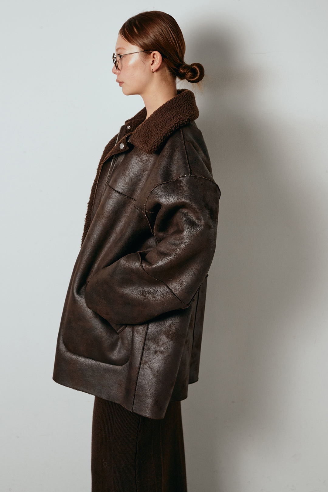 [SET]リバーシブルエコムートンコート+リブナローニットスカート(2set)