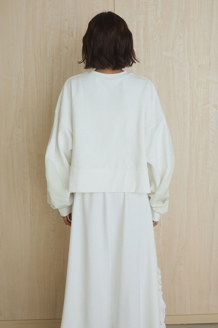 [SET]アームパッチスウェットプルオーバー+ビッグフリルスウェットロングスカート(2set)