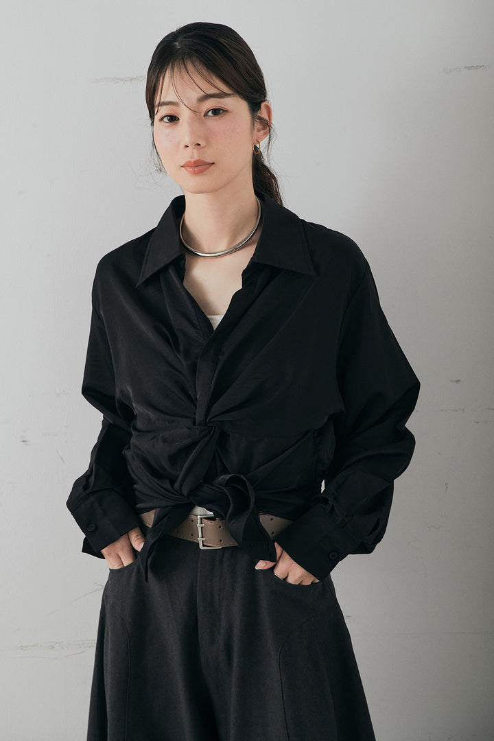 裾巻きツイストデザインシャツ