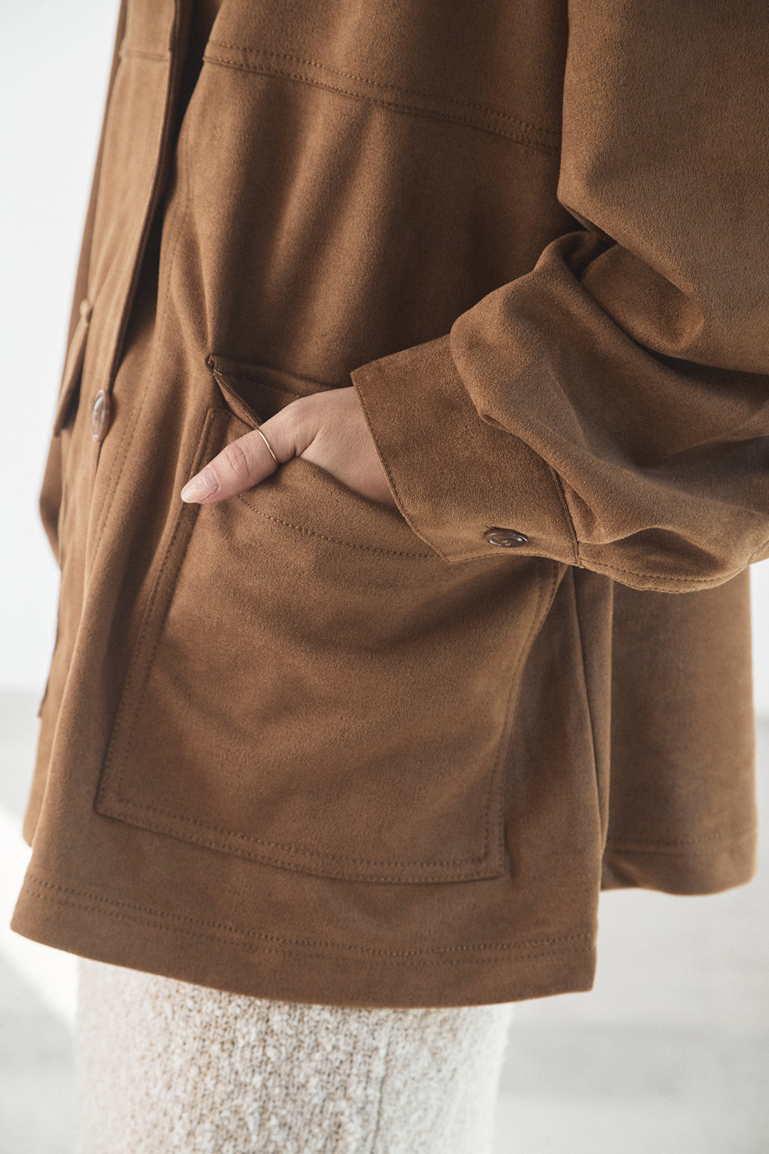 [SET]デカポケスエポンジャケット+ツイード風MIXスラブスカート(2set)