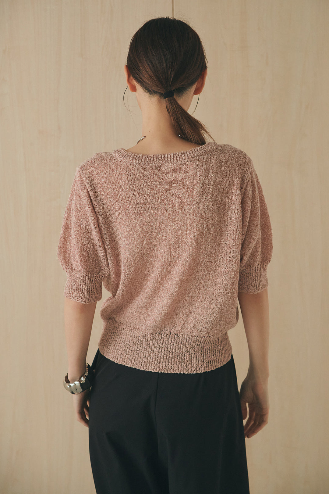 [SET]フロントテープデザイン半袖カーディガン+ベルトループデザインハイウエストタックパンツ(2set)