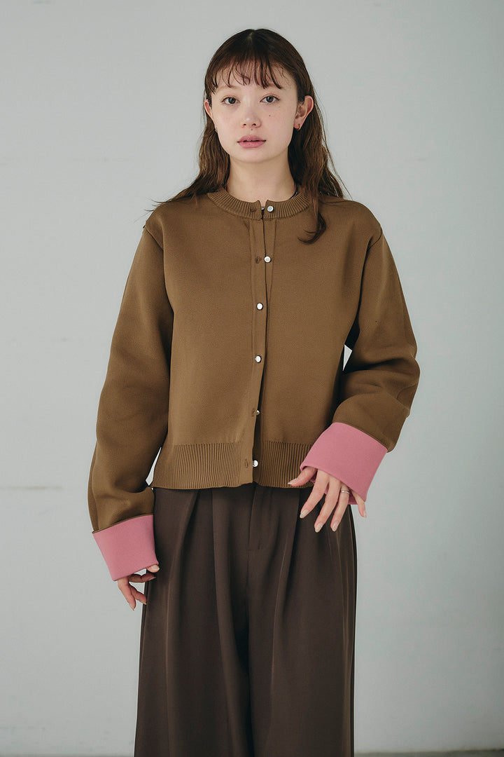 リバーシブル配色ニットカーディガン