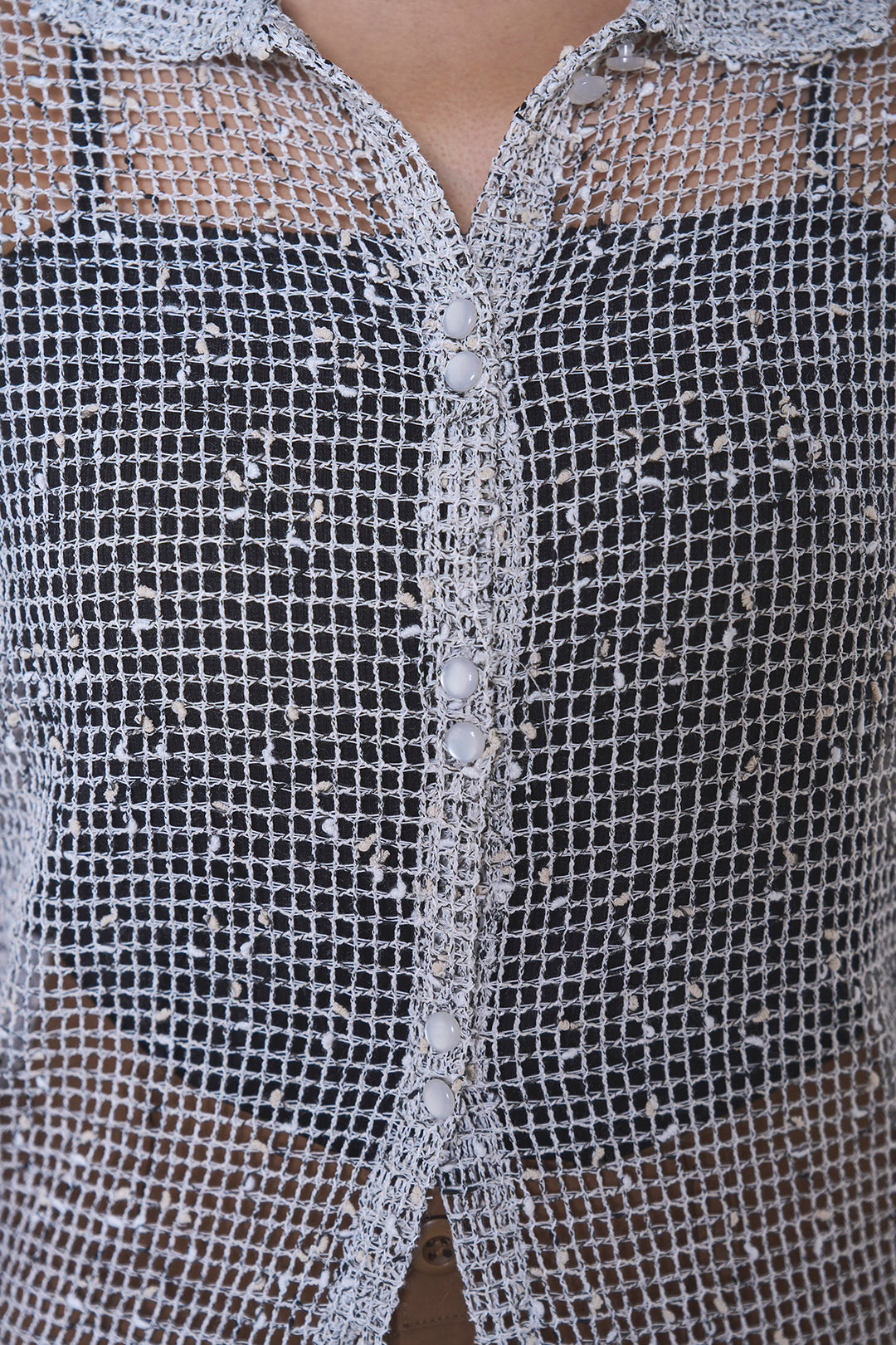 [SET]ネップメッシュポロ襟カーディガン+紐ベルト付きカーブワイドパンツ(2set)